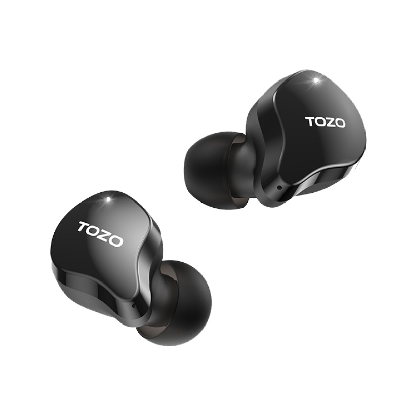 אוזניות אלחוטיות TOZO Crystal Buds עמידות במים עם תצוגת דיגיטלית שחור אוזניות Tozo Crystal Buds