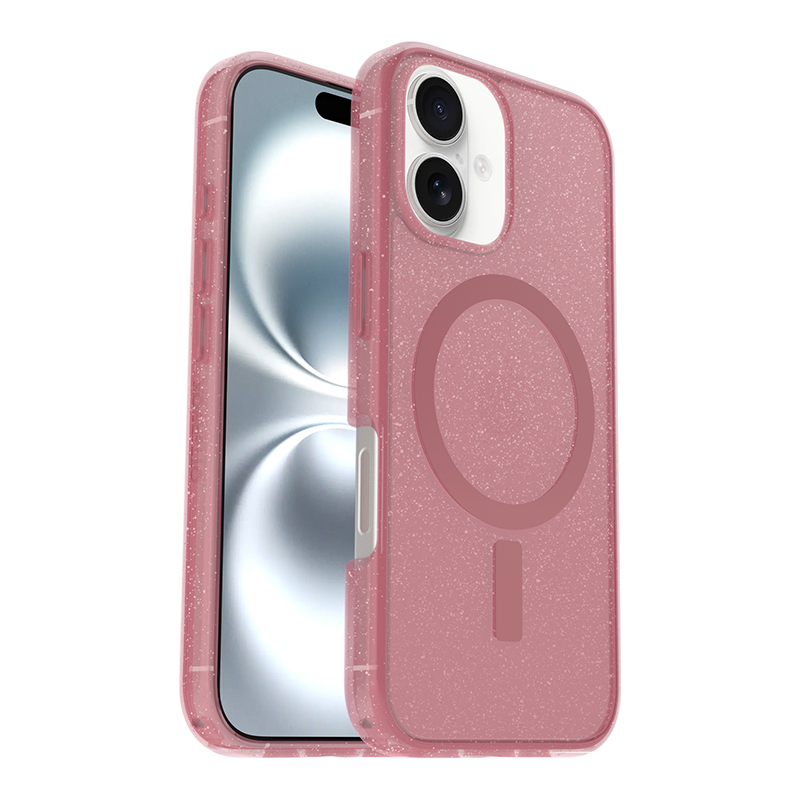 כיסוי לאייפון 16 תומך MagSafe OtterBox Symmetry שקוף ורוד