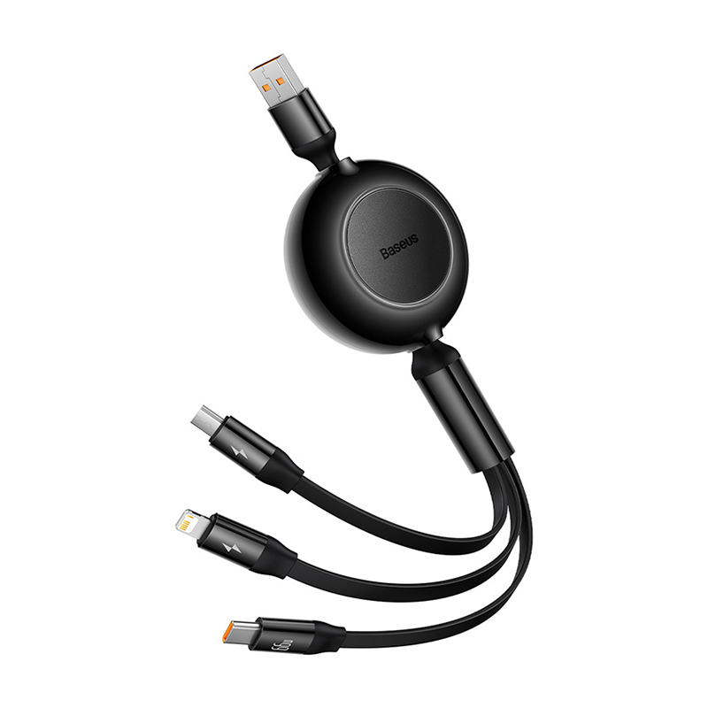 כבל 3 ב-1 נשלף מ-USB-A ל-Lightning, USB-C ו-MicroUSB באורך 1.1 מטר Baseus