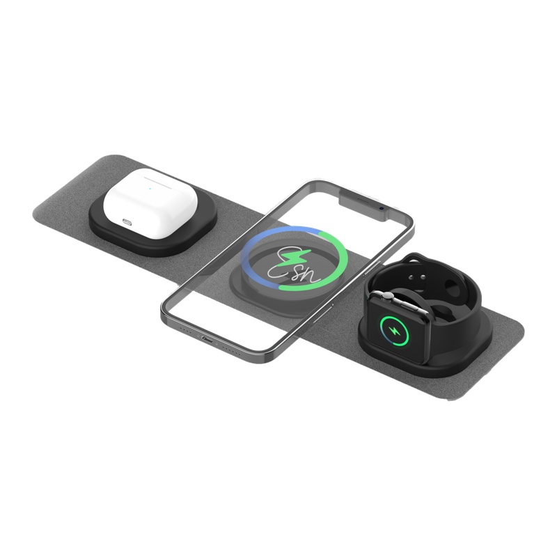 עמדת טעינה אלחוטית 3 ב-1 קומפקטית ל-iPhone